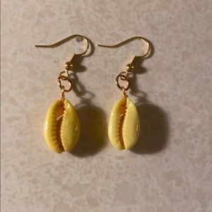 Yellow cowrie earrings